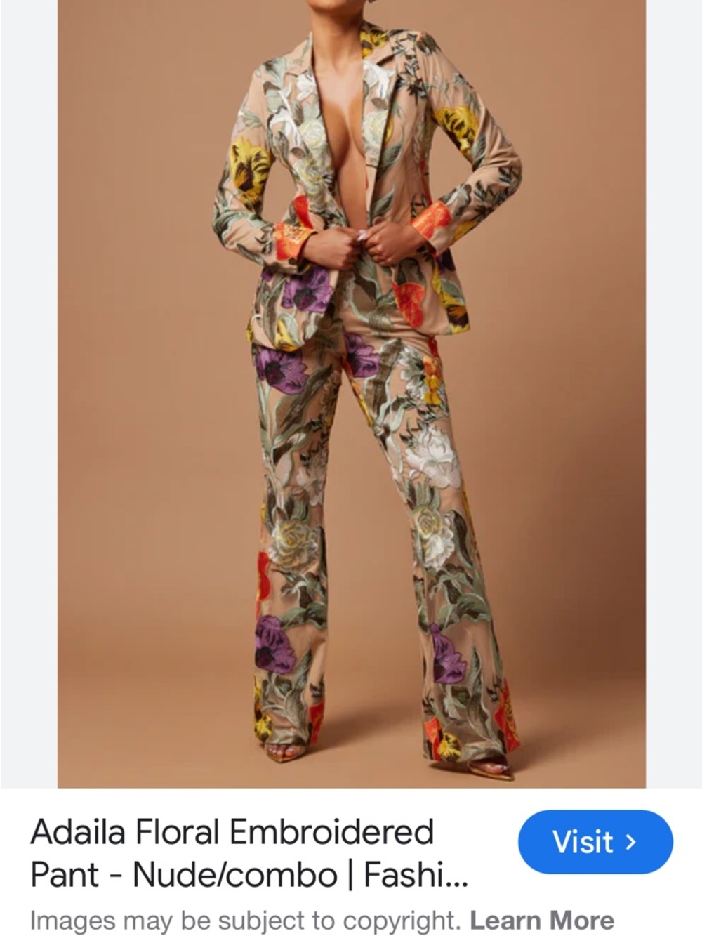 Fashion Nova Nude Floral Embroidered Blazer XL - Picture 2 of 9